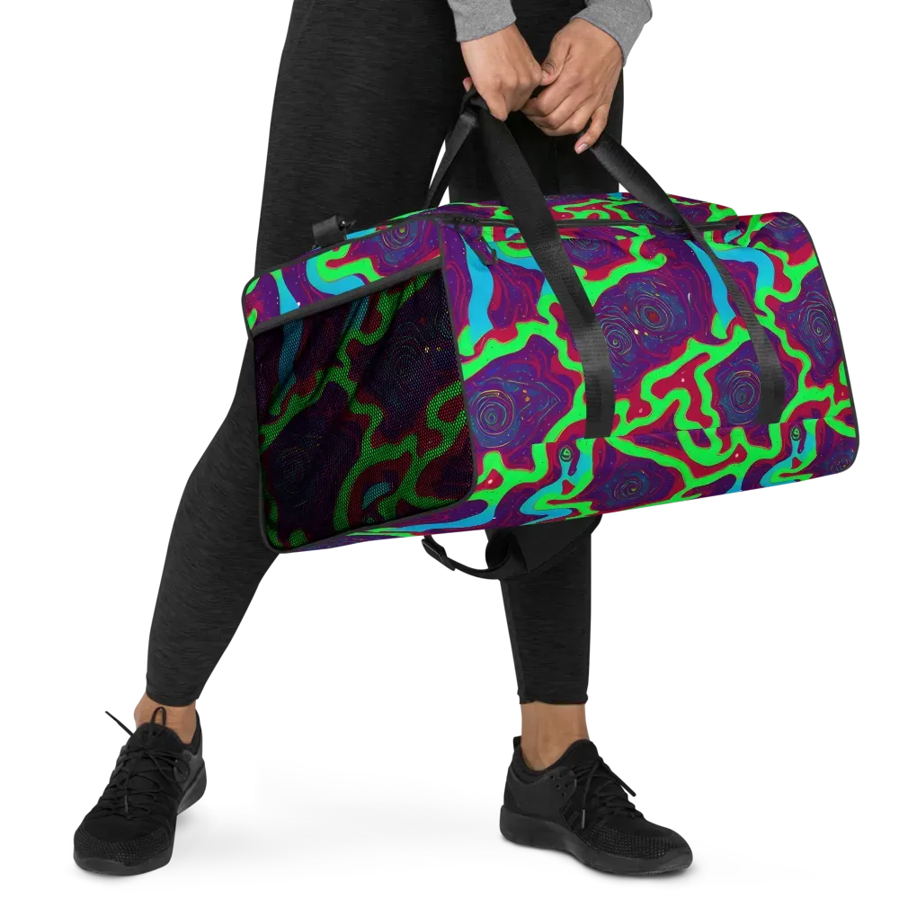 Neon Rose Riot on Duffle Bag — Right Front