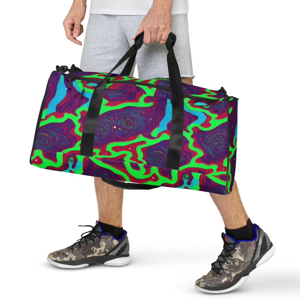 Neon Rose Riot on Duffle Bag — Front
