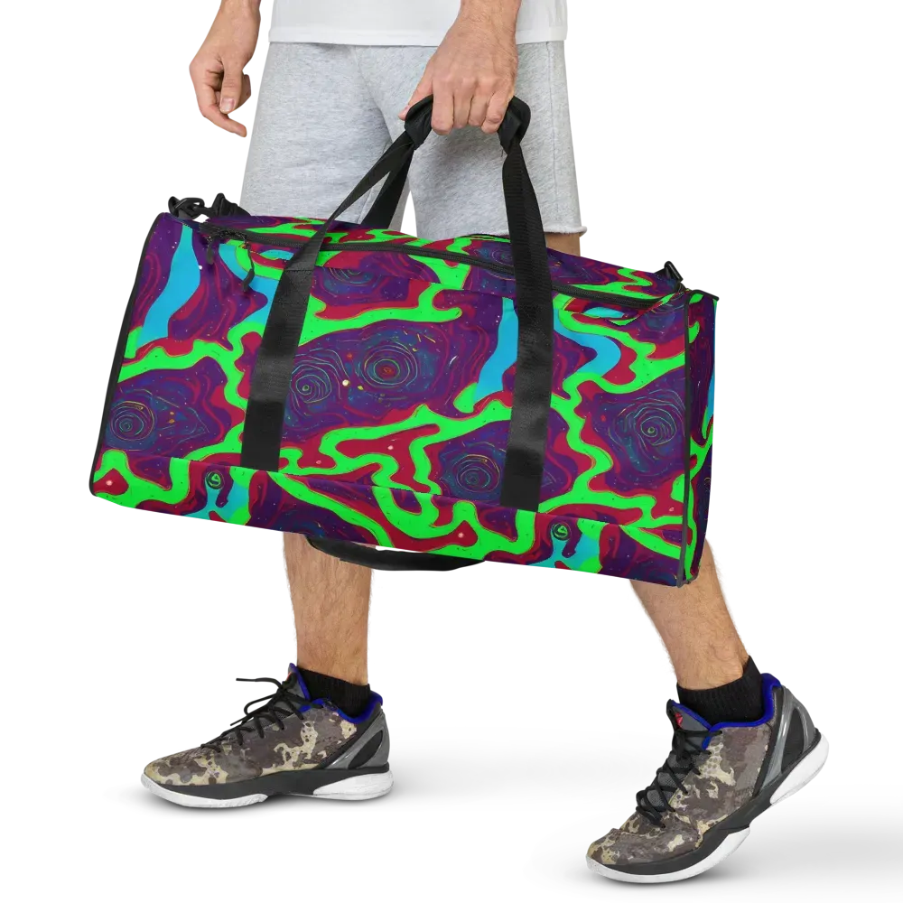 Neon Rose Riot on Duffle Bag — Front
