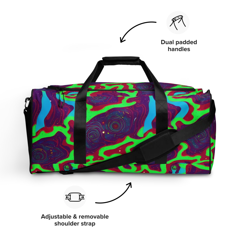 Neon Rose Riot on Duffle Bag — Front