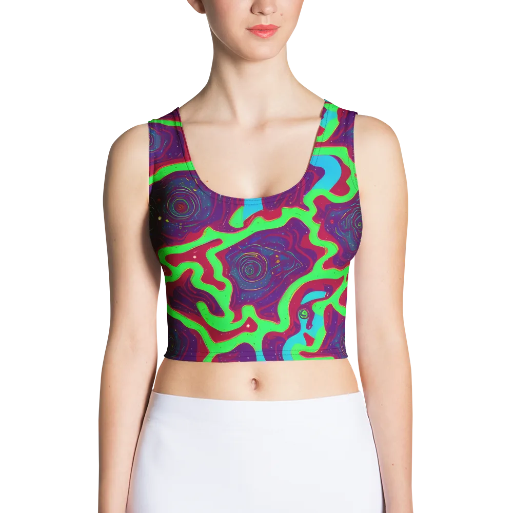 Neon Rose Riot on Crop Top — Front