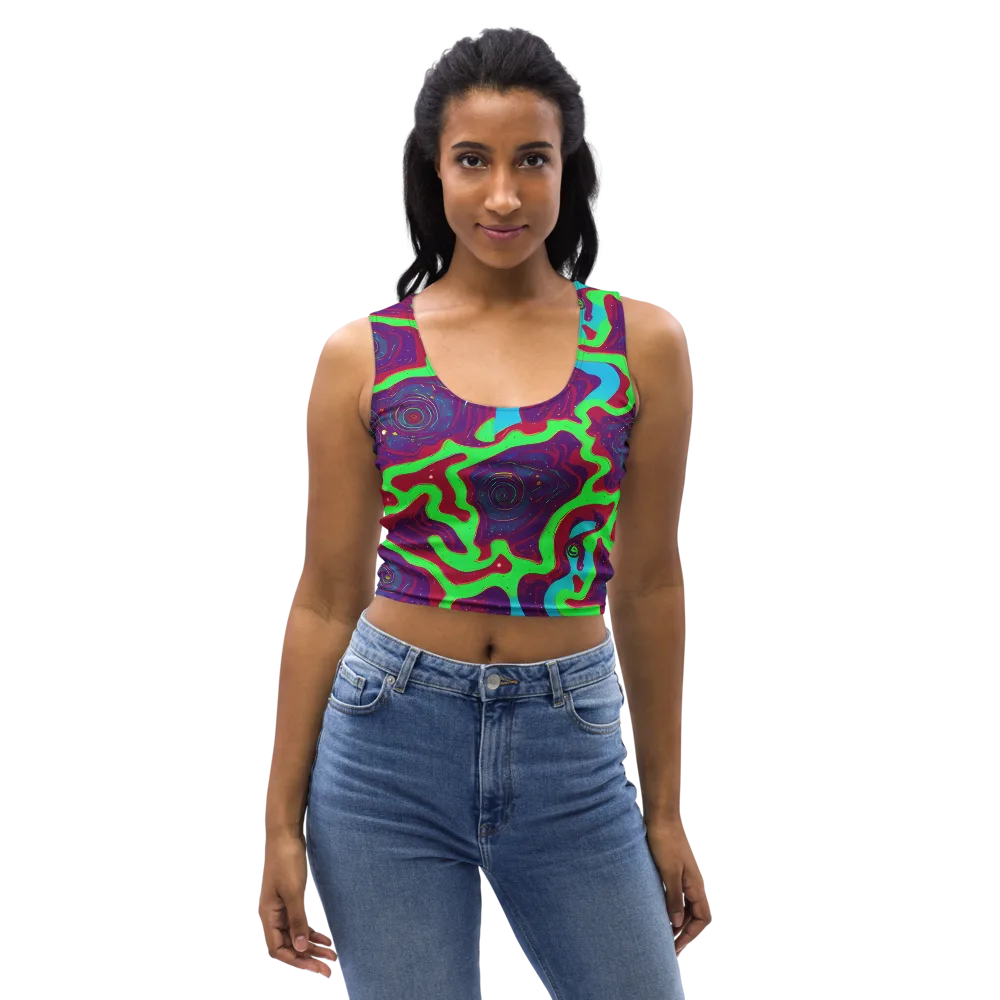 Neon Rose Riot on Crop Top — Front
