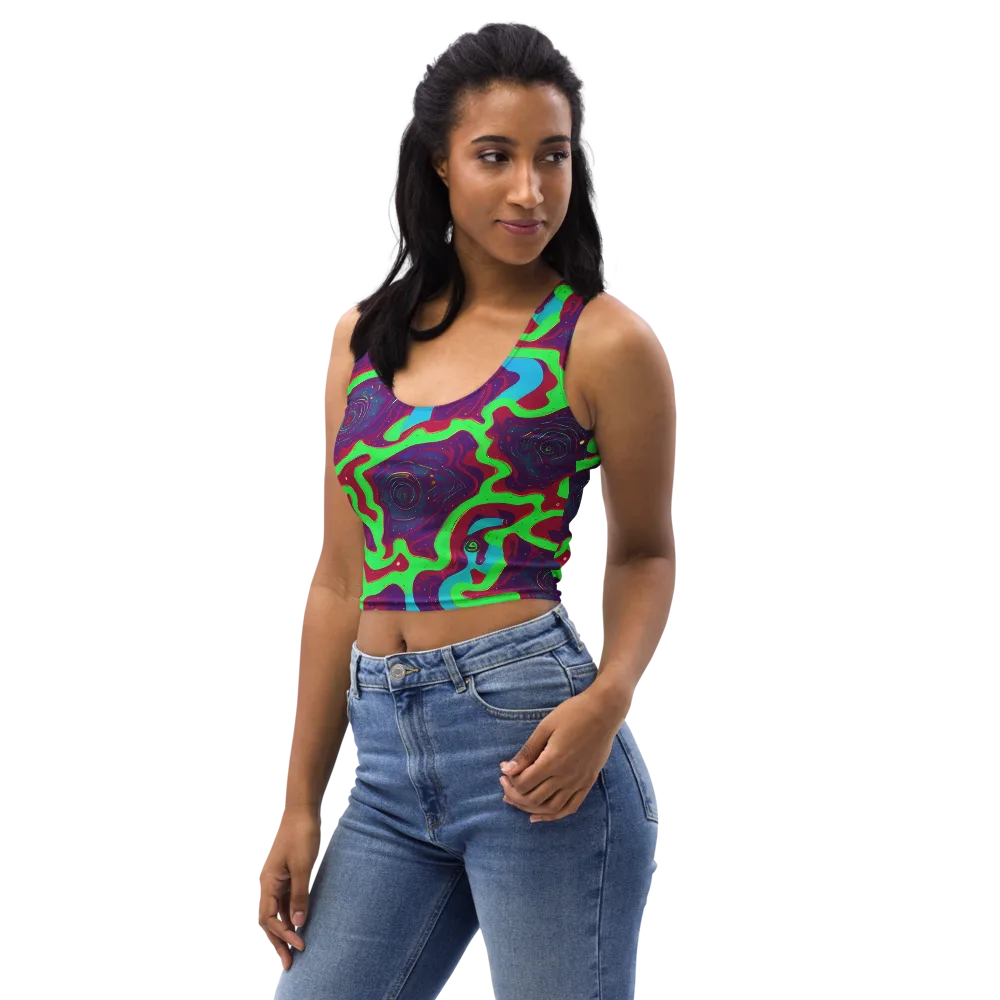 Neon Rose Riot on Crop Top — Left Front