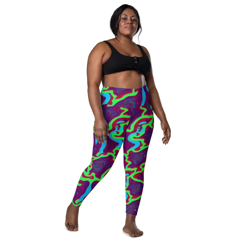 Neon Rose Riot on Leggings with Pockets — Front