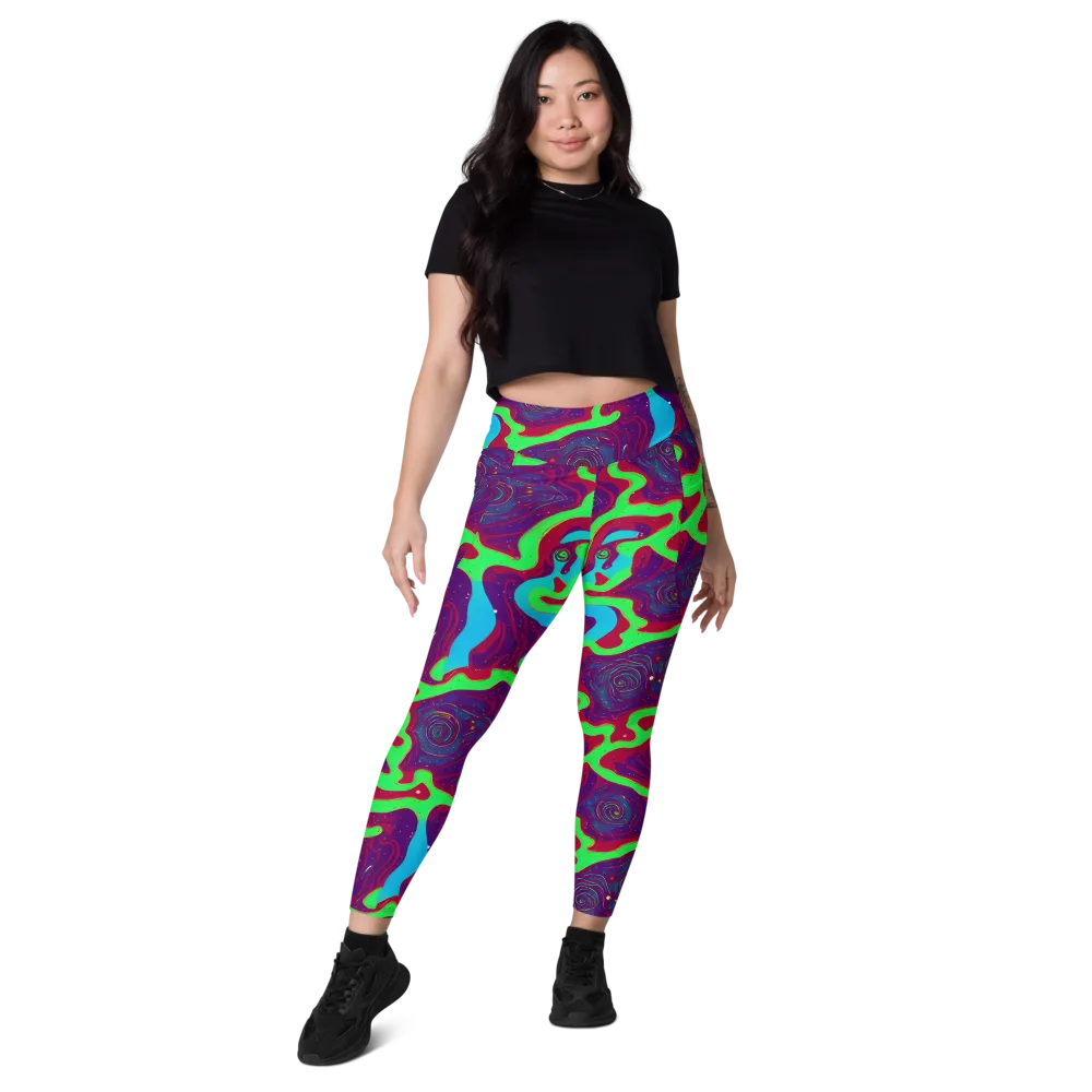 Neon Rose Riot on Leggings with Pockets — Front