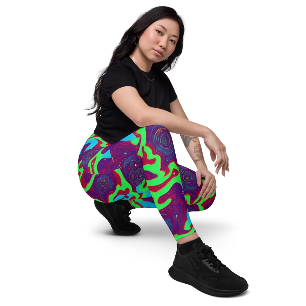 Neon Rose Riot on Leggings with Pockets — Right Front