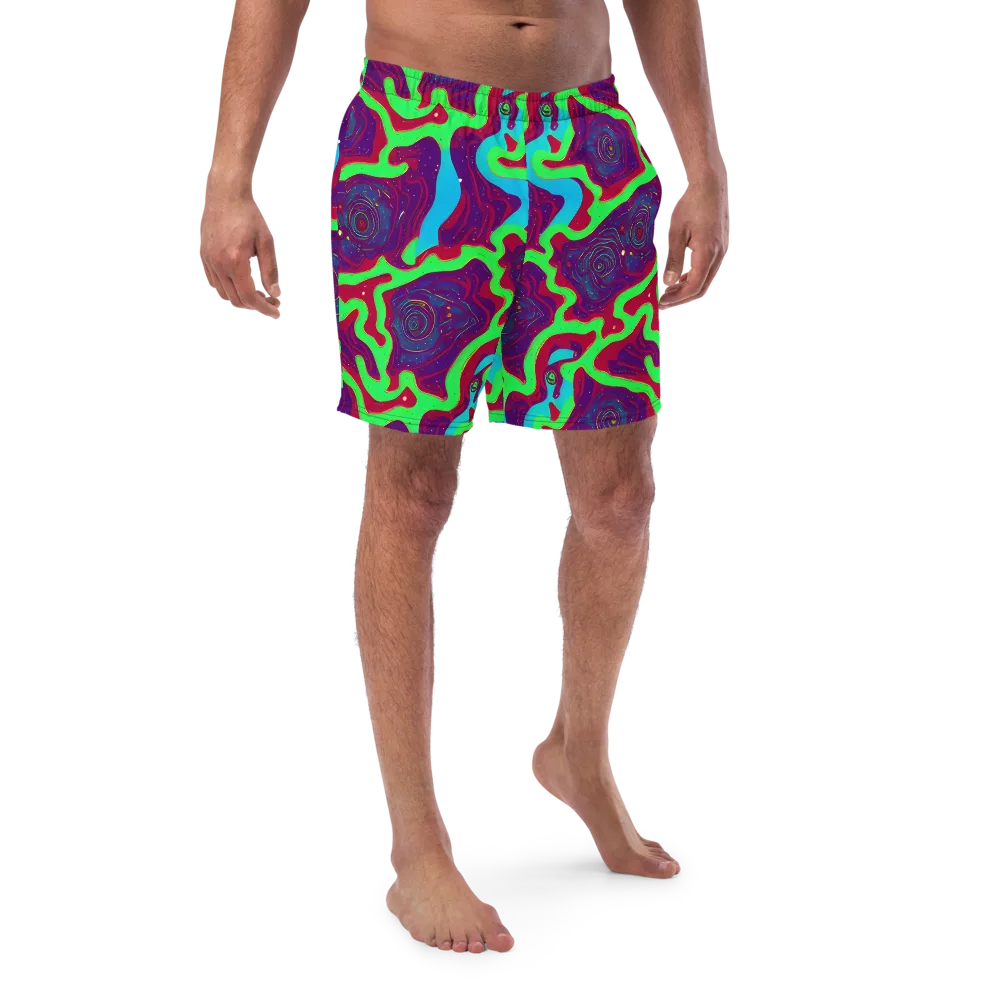 Neon Rose Riot on Swim Trunks — Front