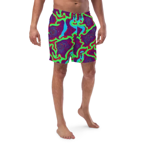 Neon Rose Riot on a Swim Trunks