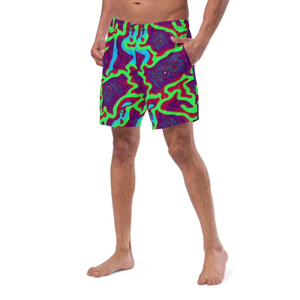 Neon Rose Riot on Swim Trunks — Left Front