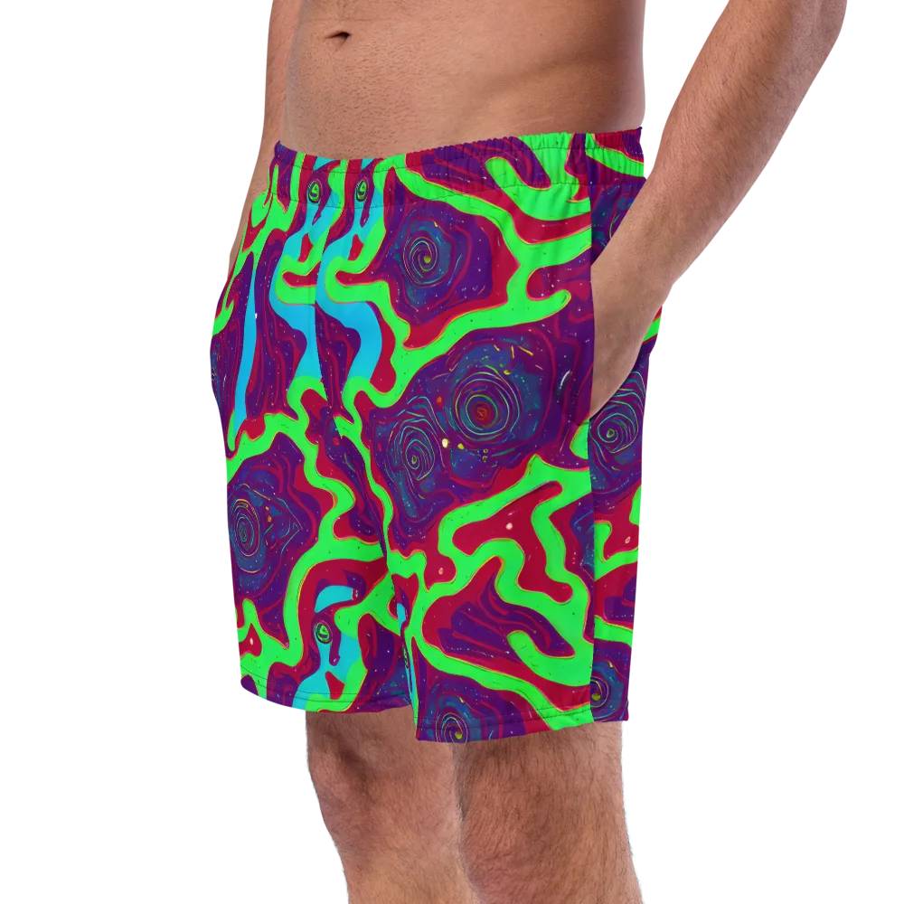 Neon Rose Riot on Swim Trunks — Left Front