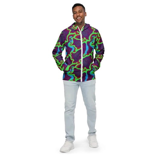 Neon Rose Riot on a Men's Windbreaker