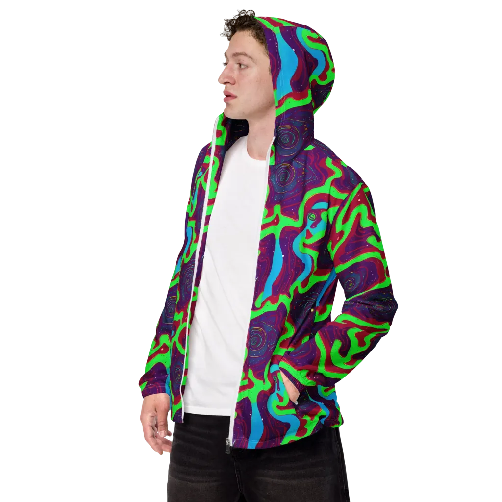 Neon Rose Riot on Men's Windbreaker — Left Front