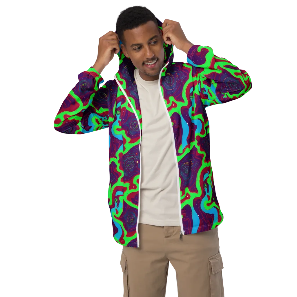 Neon Rose Riot on Men's Windbreaker — Front