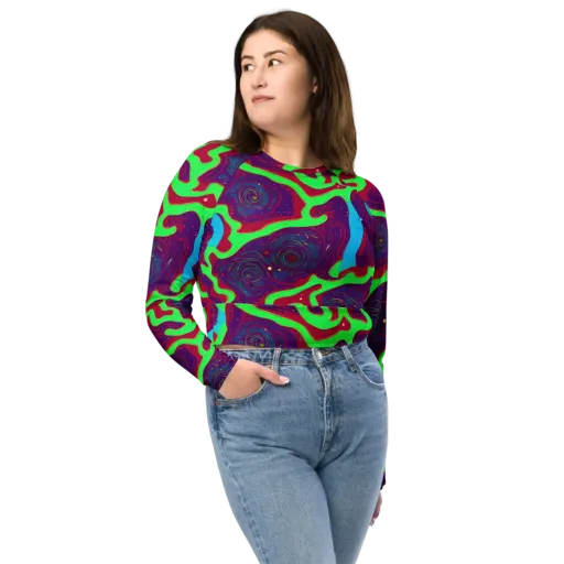 Neon Rose Riot on a Long Sleeve Crop Top