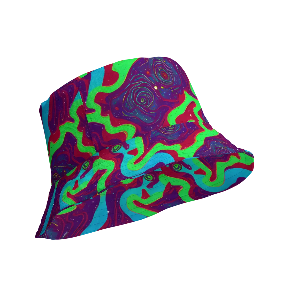 Neon Rose Riot on Reversible Bucket Hat — Product details Outside