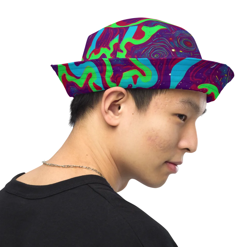Neon Rose Riot on Reversible Bucket Hat — Right Outside