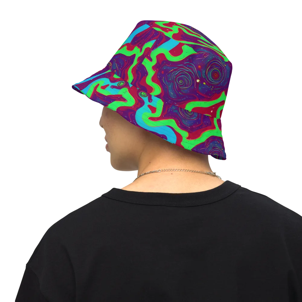 Neon Rose Riot on Reversible Bucket Hat — Back Inside