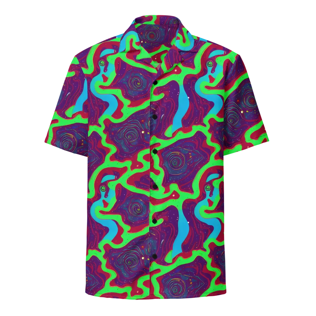 Neon Rose Riot on Button Shirt — Front