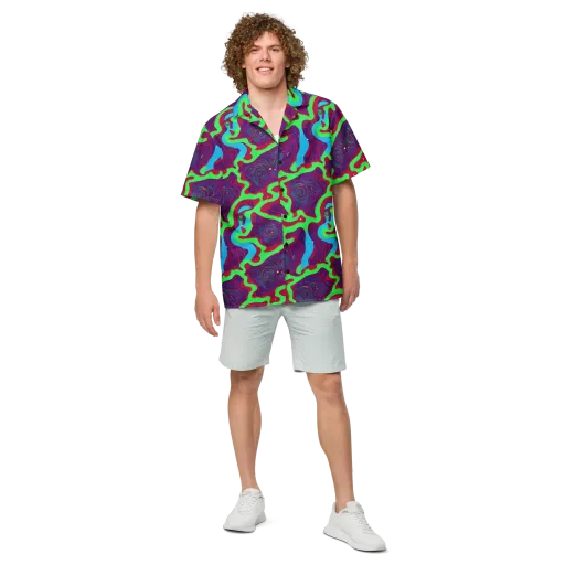 Neon Rose Riot on a Button Shirt