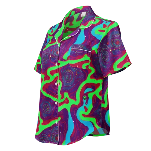 Neon Rose Riot on a Women's Short Sleeve Pajama Top