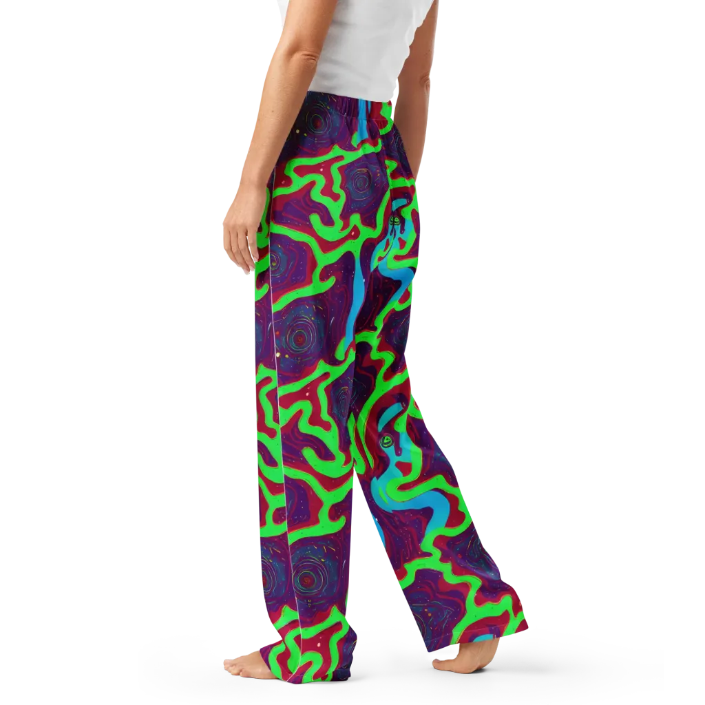 Neon Rose Riot on Women's Pajama Pants — Left