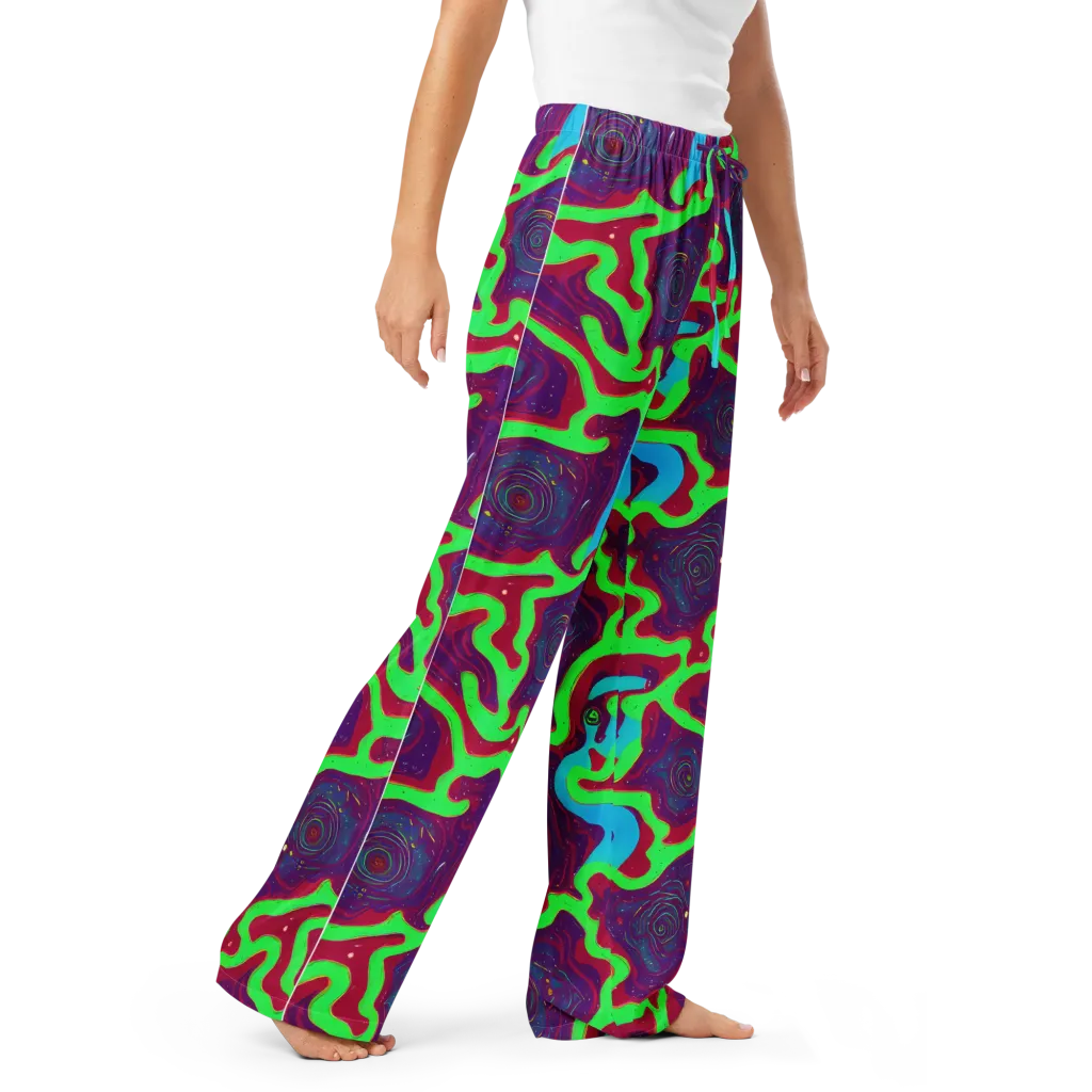 Neon Rose Riot on Women's Pajama Pants — Right Front