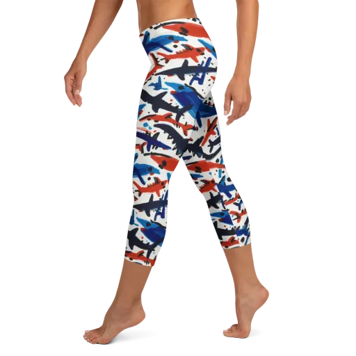 Bluewater Brushstroke on a Capri Leggings