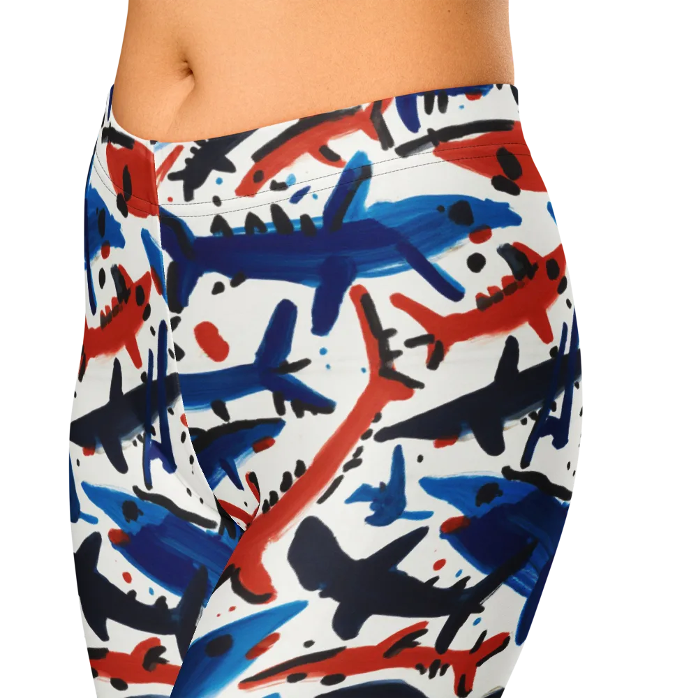 Bluewater Brushstroke on Capri Leggings — Zoomed-in