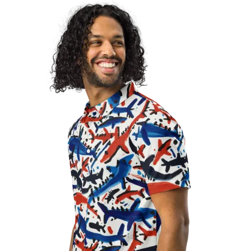 Bluewater Brushstroke on a Men's Slim Fit Polo Shirt