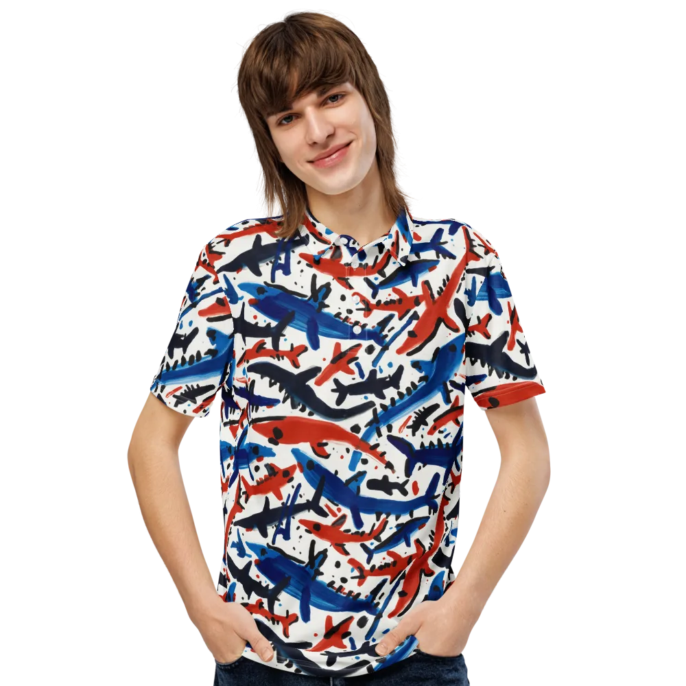 Bluewater Brushstroke on Men's Slim Fit Polo Shirt — Front