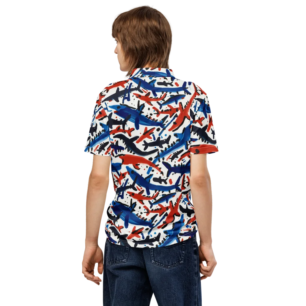 Bluewater Brushstroke on Men's Slim Fit Polo Shirt — Back