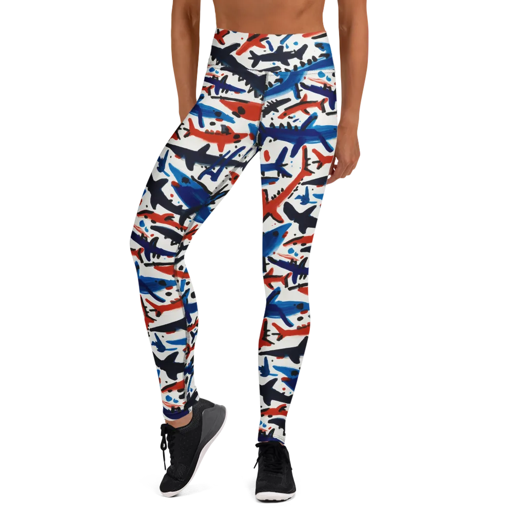 Bluewater Brushstroke on Yoga Leggings — Front