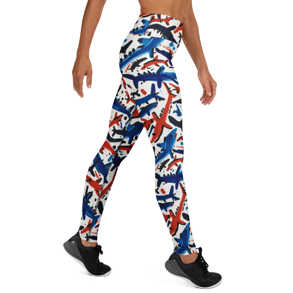 Bluewater Brushstroke on Yoga Leggings — Right