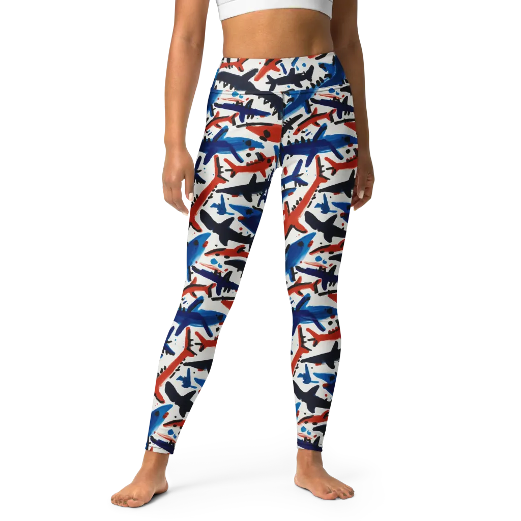 Bluewater Brushstroke on Yoga Leggings — Front