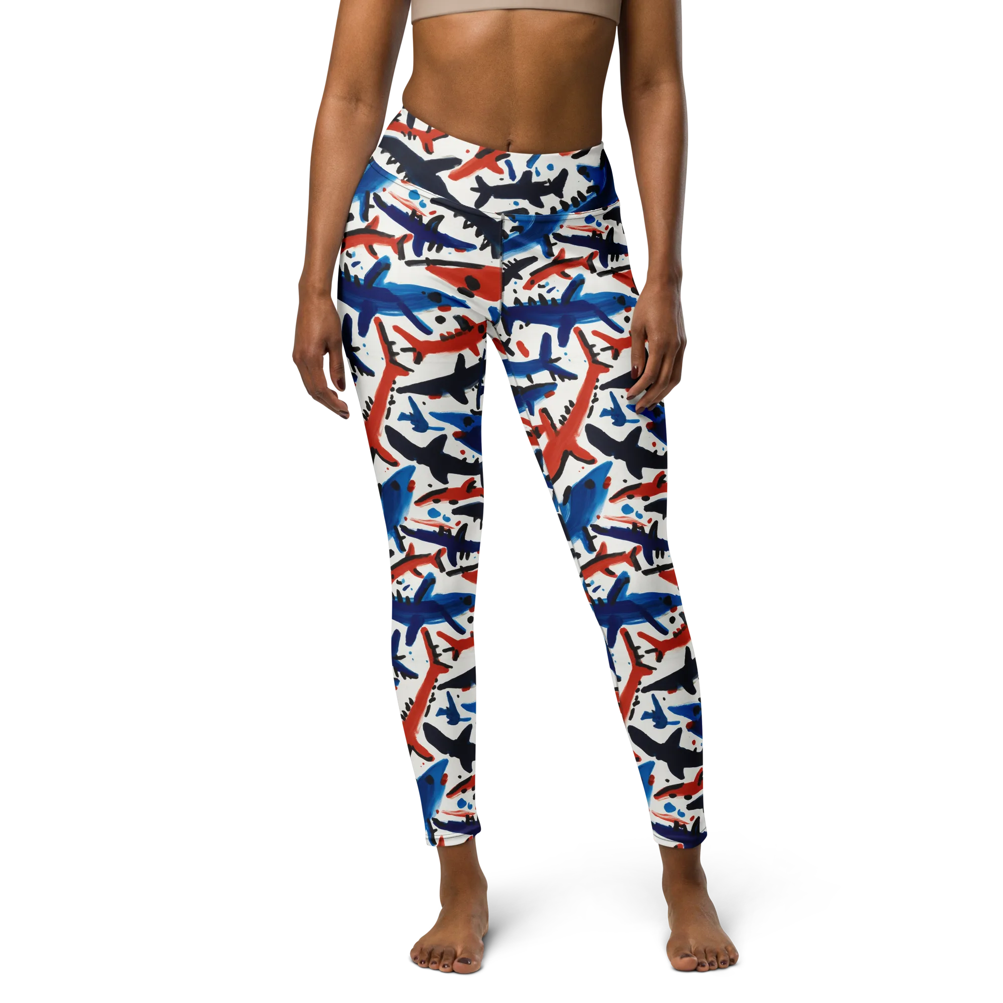Bluewater Brushstroke on Yoga Leggings — Front