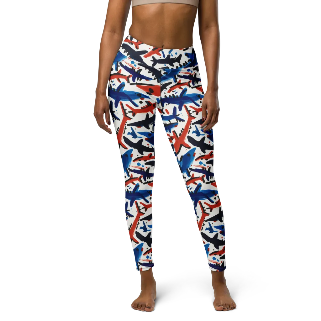 Bluewater Brushstroke on Yoga Leggings — Front