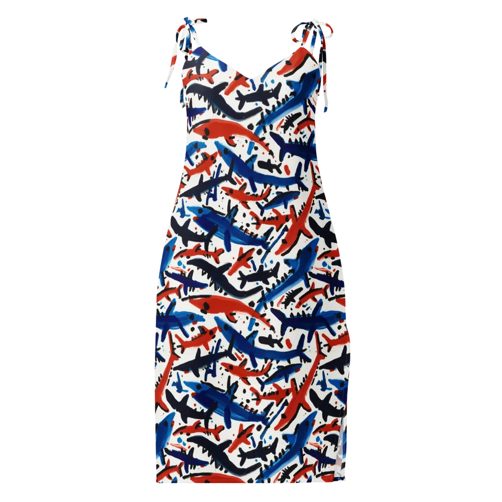 Bluewater Brushstroke on Slip Dress — Front