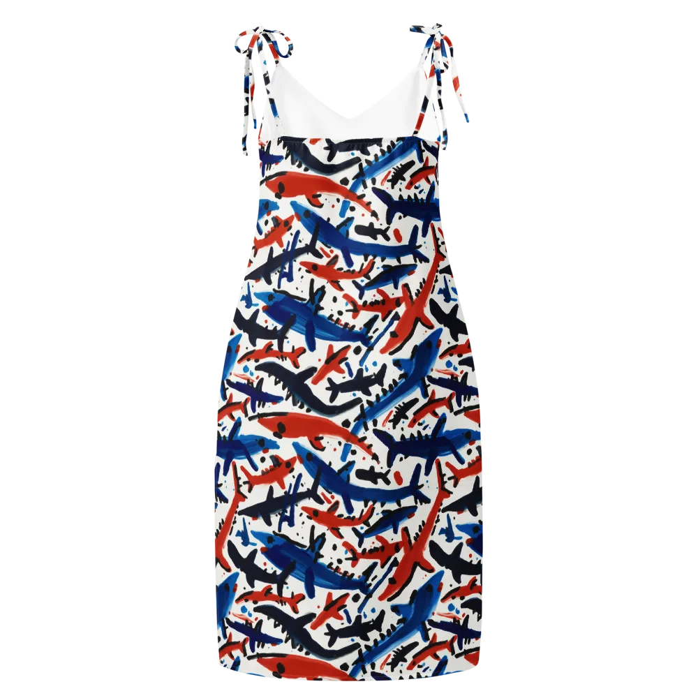 Bluewater Brushstroke on Slip Dress — Back