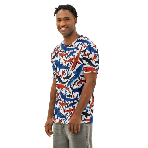 Bluewater Brushstroke on a Men's Cotton Crew Neck T-Shirt