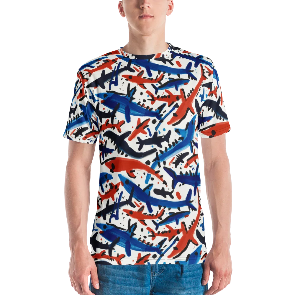Bluewater Brushstroke on Men's Crew Neck T-Shirt — Front