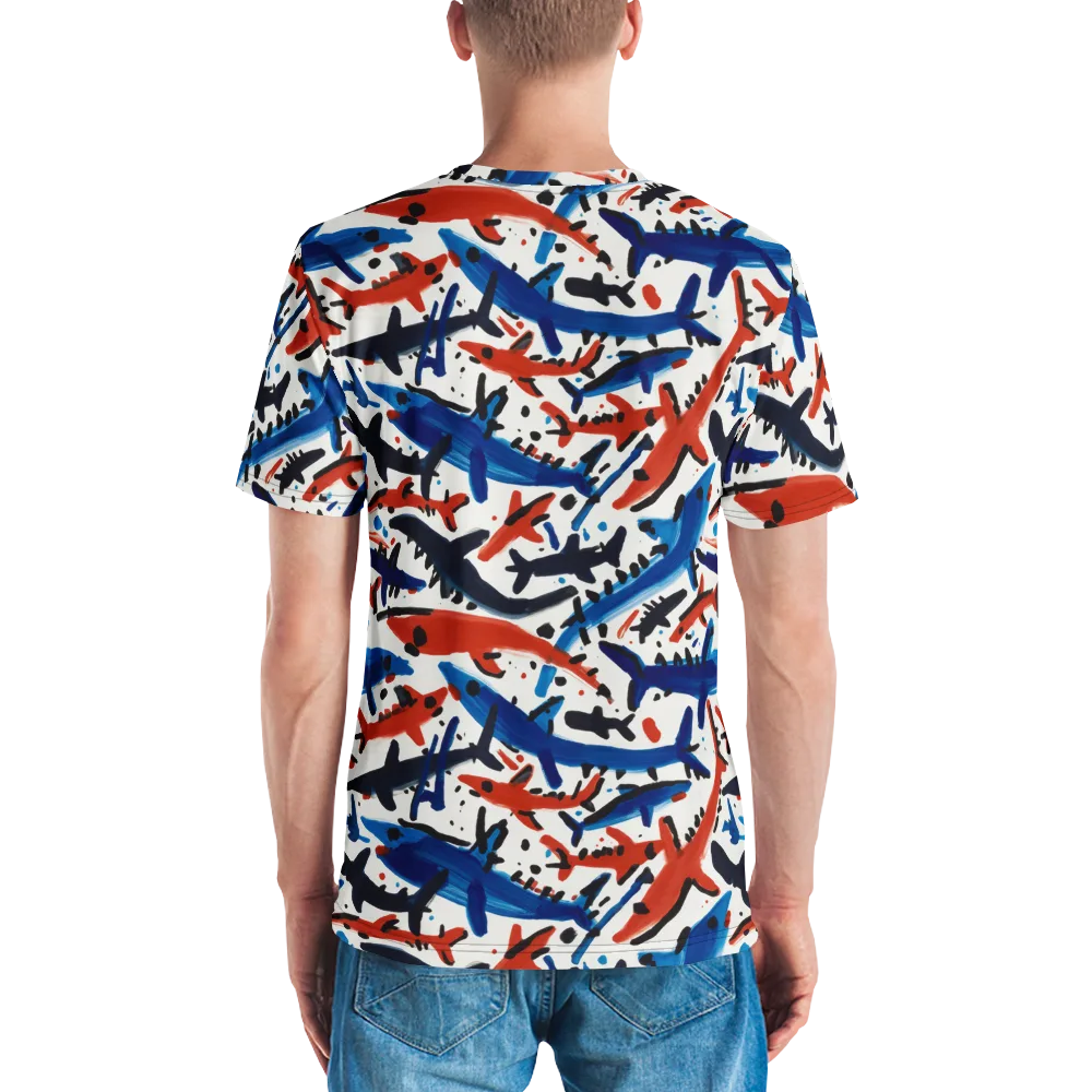 Bluewater Brushstroke on Men's Crew Neck T-Shirt — Back