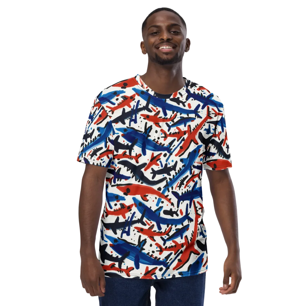 Bluewater Brushstroke on Men's Crew Neck T-Shirt — Front