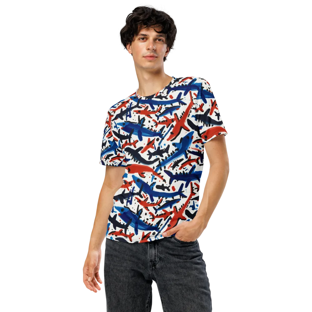 Bluewater Brushstroke on Men's Crew Neck T-Shirt — Front