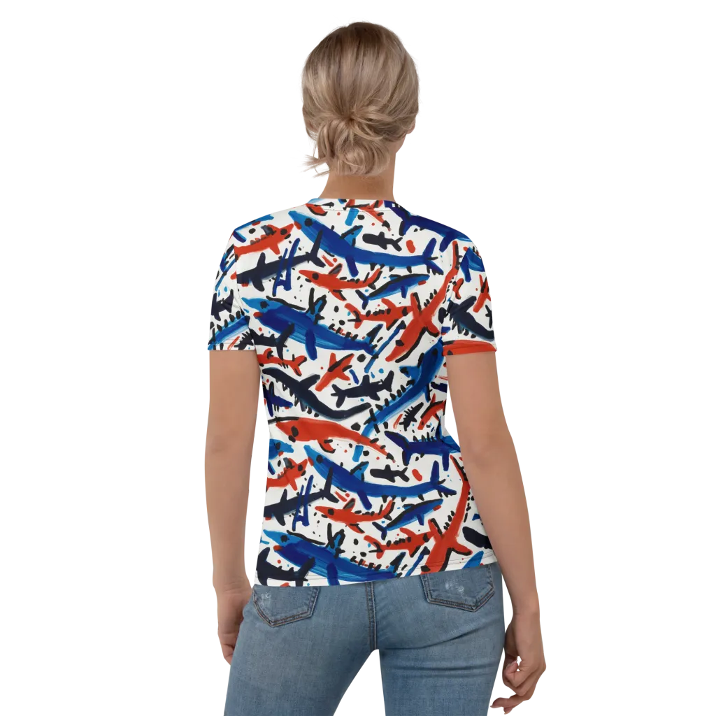 Bluewater Brushstroke on Women's Crew Neck T-Shirt — Back