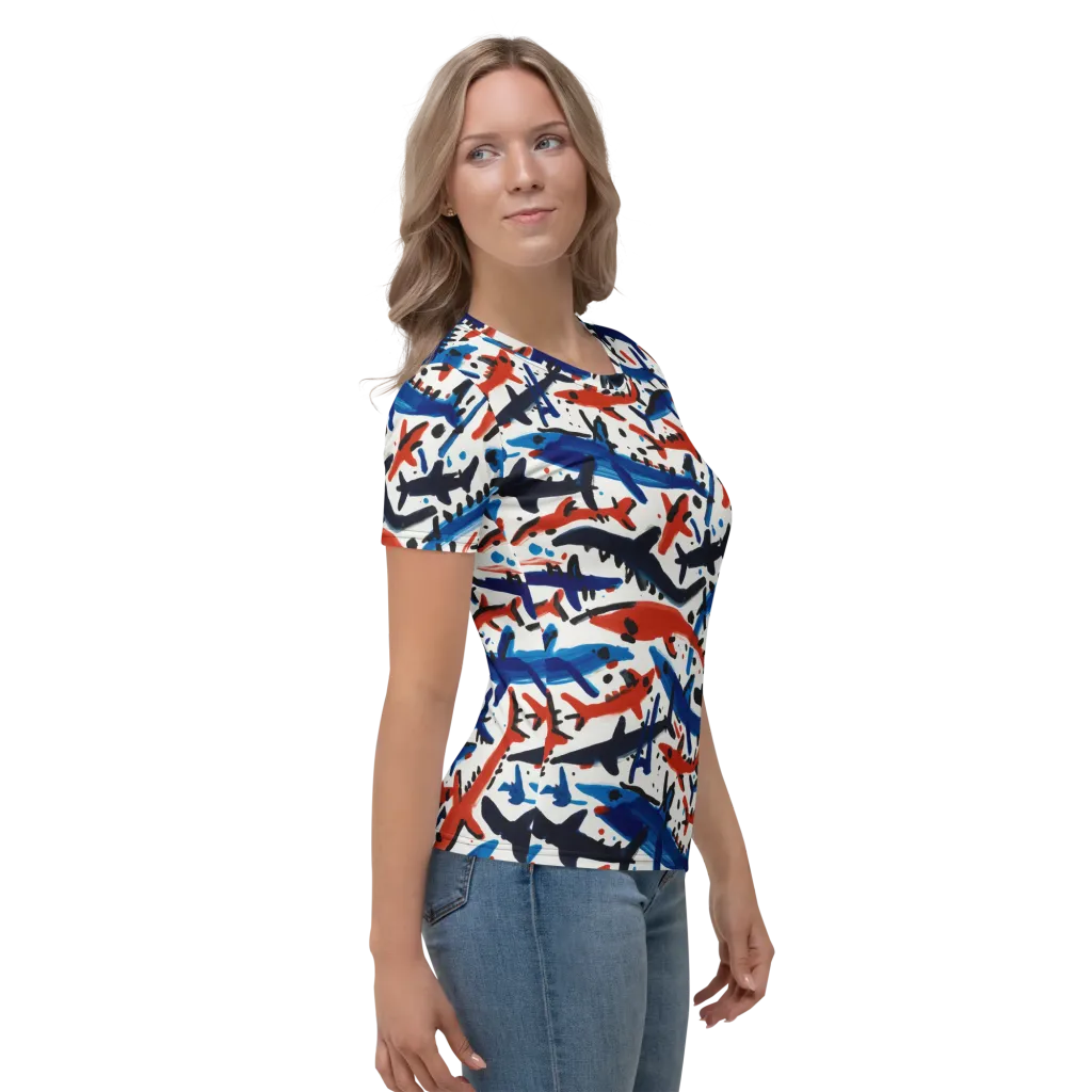 Bluewater Brushstroke on Women's Crew Neck T-Shirt — Right