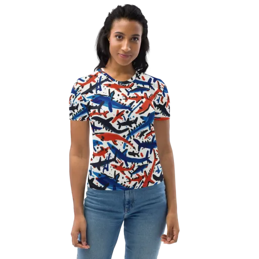 Bluewater Brushstroke on a Women's Crew Neck T-Shirt