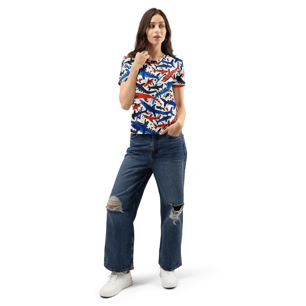 Bluewater Brushstroke on Women's Crew Neck T-Shirt — Front
