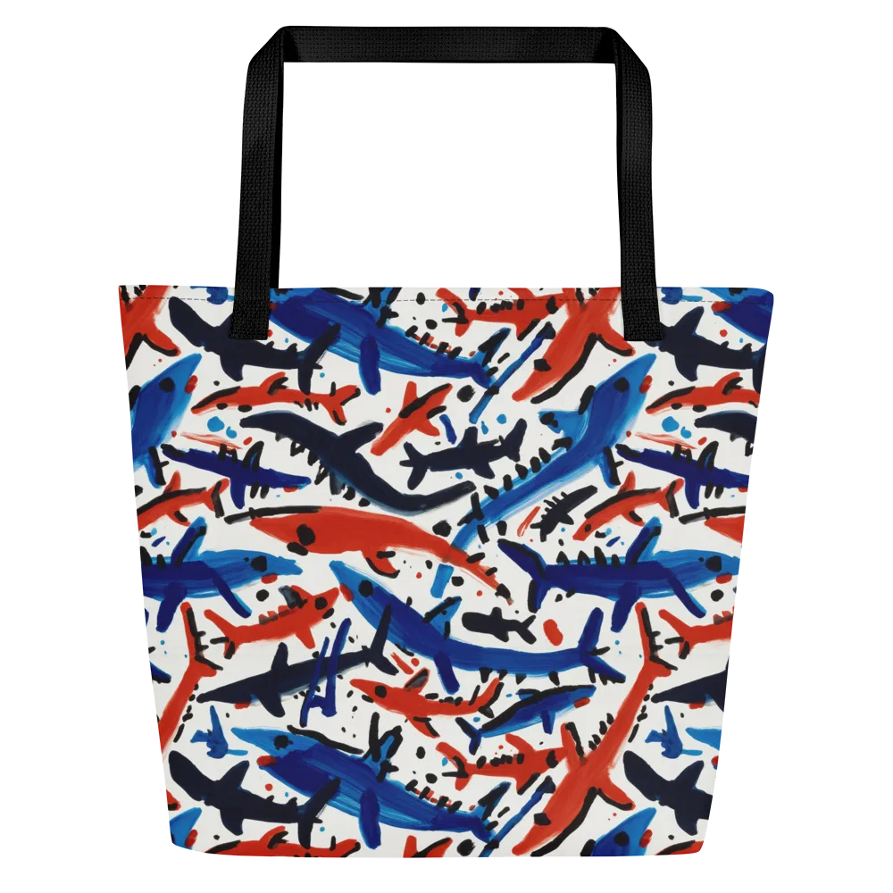Bluewater Brushstroke on Large Tote Bag W/ Pocket — Front