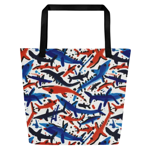 Bluewater Brushstroke on a Large Tote Bag W/ Pocket