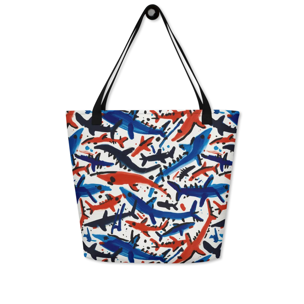 Bluewater Brushstroke on Large Tote Bag W/ Pocket — Front